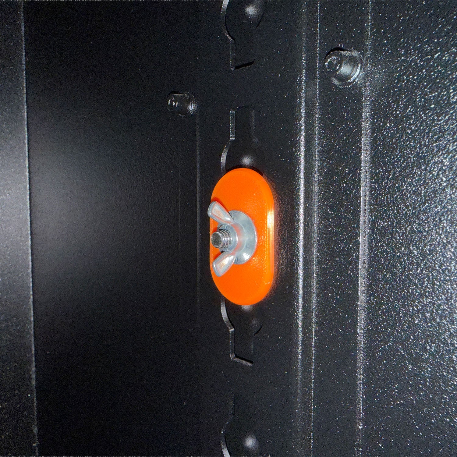 Orange L-Track Brackets for Shelves